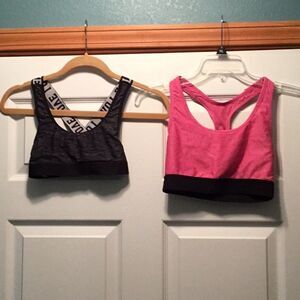 Bra Bundle of Two Pink Hanes Sport Bra Small Fruit of the Loom Black Bra Size 32